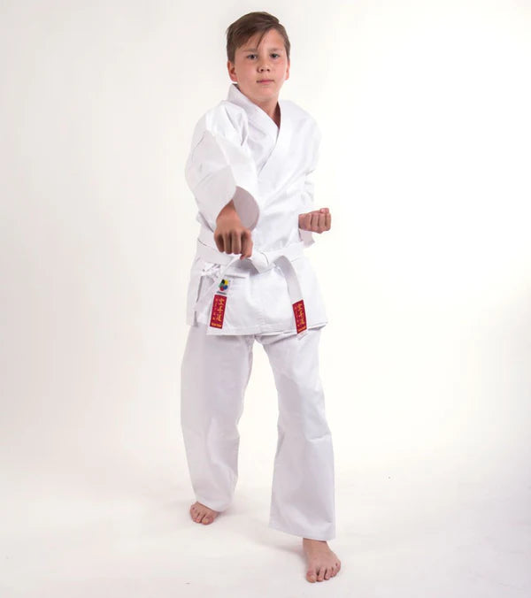 Uniforme de estudiante blanco ligero Hayashi HEIAN - 7 oz SPE aprobado por la WKF