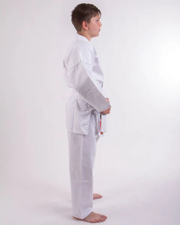 Uniforme de estudiante blanco ligero Hayashi HEIAN - 7 oz SPE aprobado por la WKF