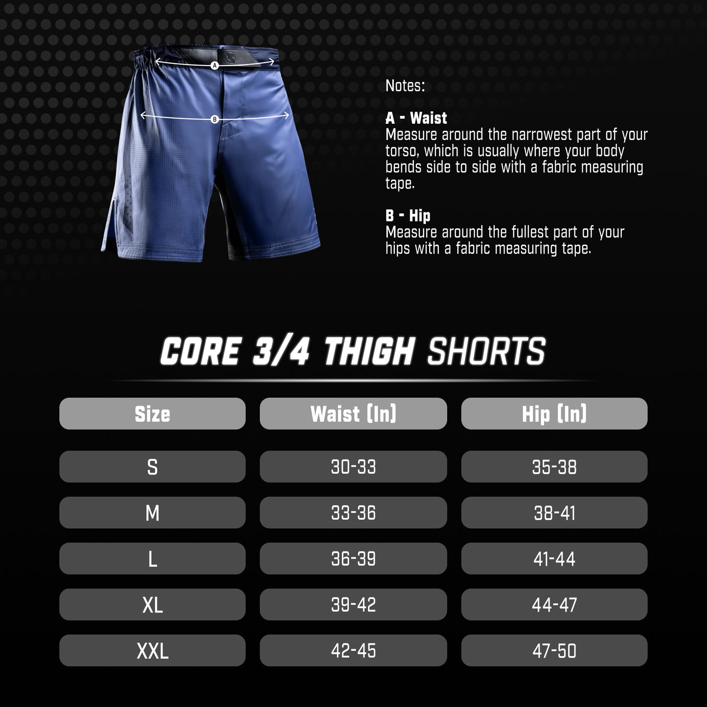 Pantalones cortos Hayabusa Core 3/4 Thigh Fight para hombre