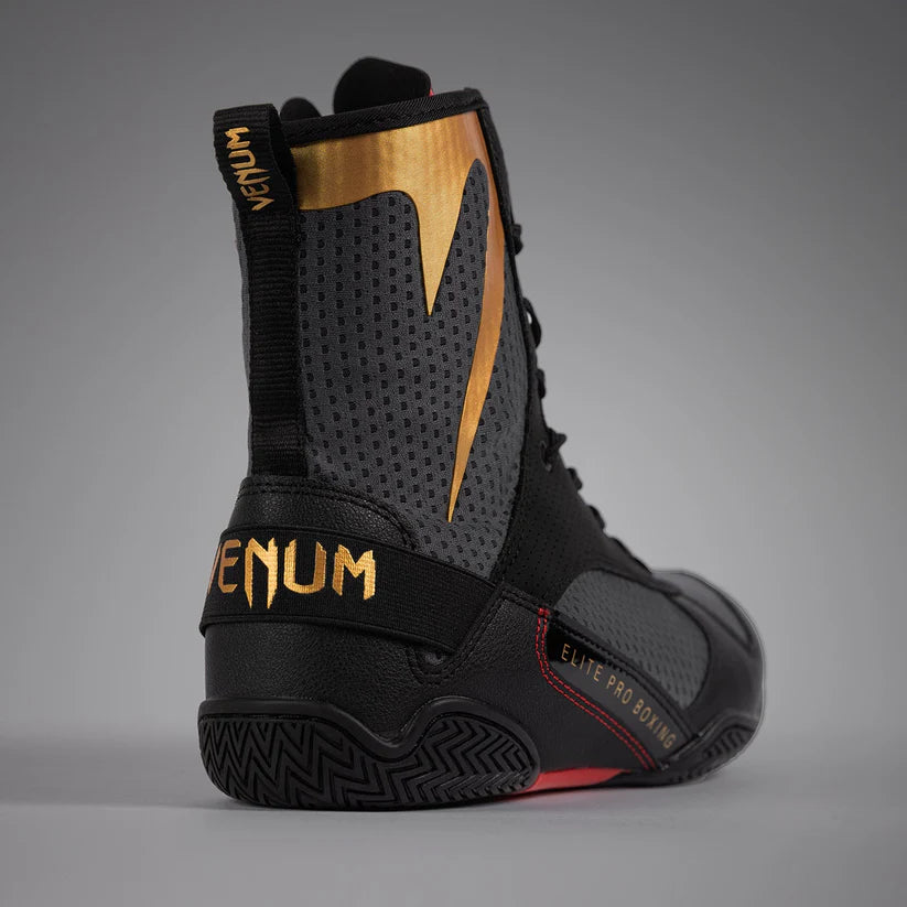Venum Elite Boxing Shoes - Storm Grey / Gold