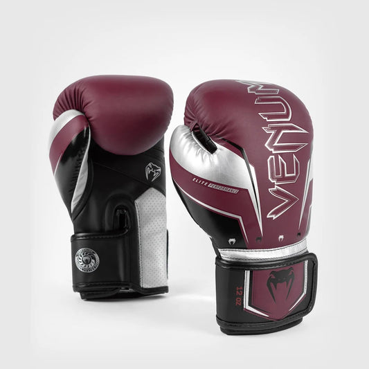 Venum Elite Evo Guantes de Boxeo - Burgundy/Silver