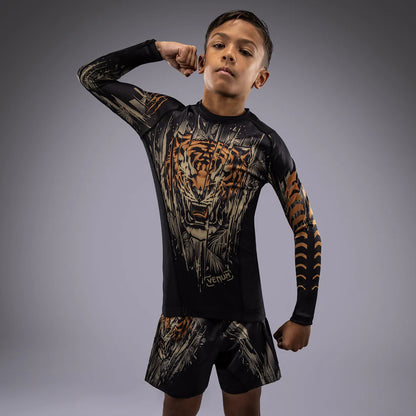 Venum Tiger Camiseta de manga larga para niños - Negro/Naranja neón