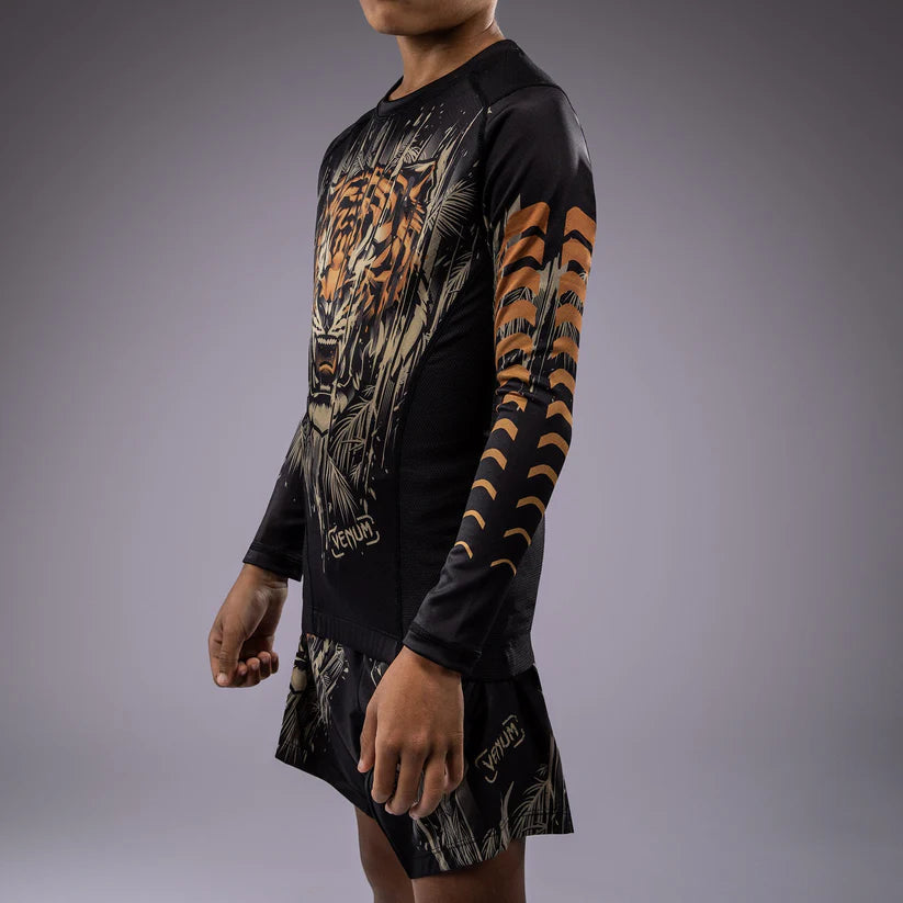 Venum Tiger Camiseta de manga larga para niños - Negro/Naranja neón