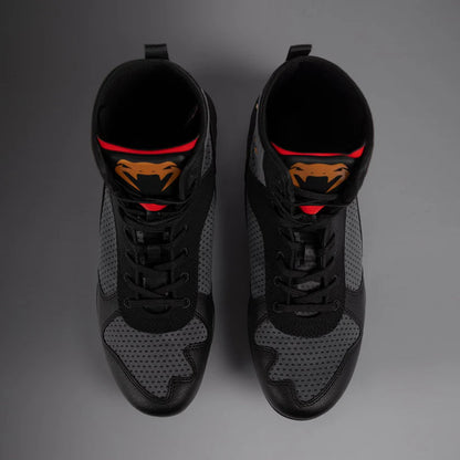 Venum Elite Boxing Shoes - Storm Grey / Gold