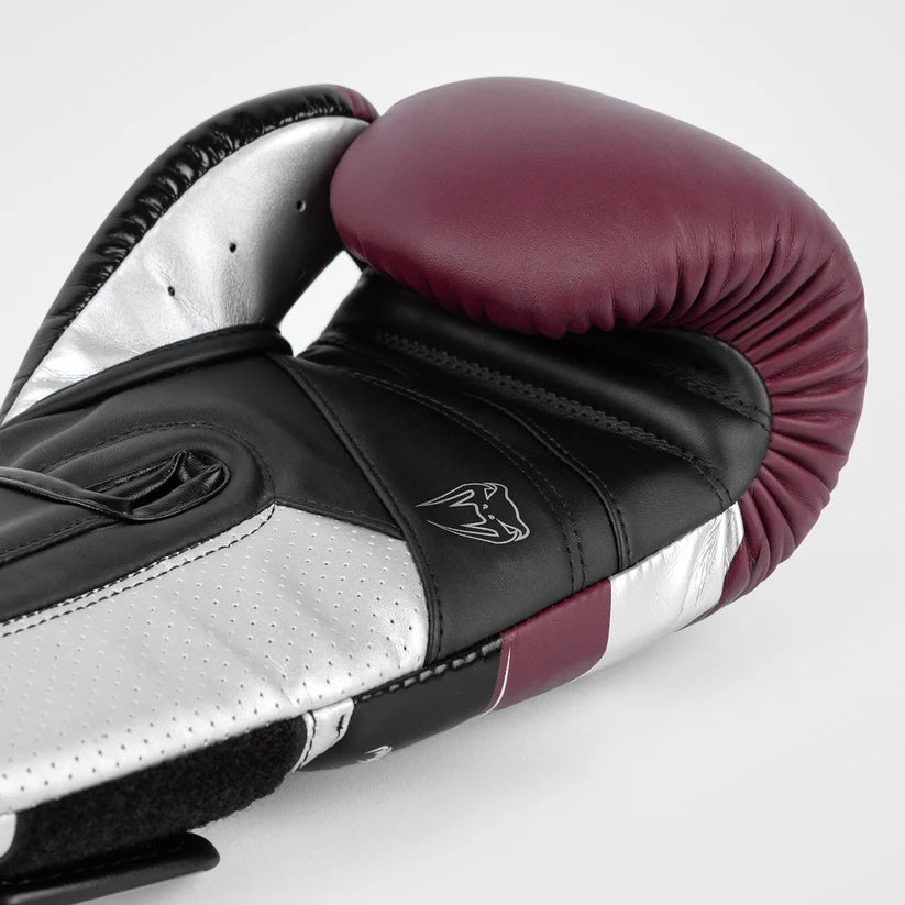 Venum Elite Evo Boxing Gloves - Burgundy/Silver