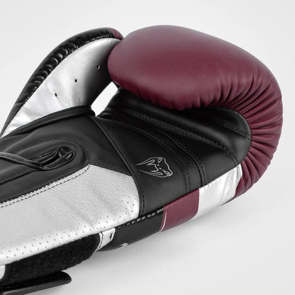 Venum Elite Evo Boxing Gloves - Burgundy/Silver