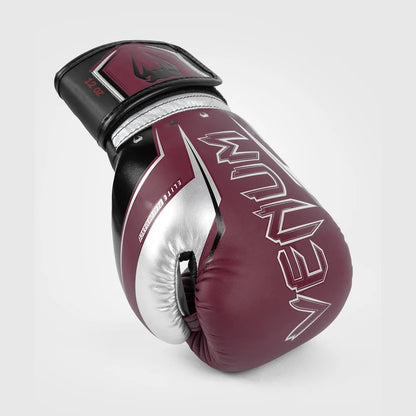 Venum Elite Evo Boxing Gloves - Burgundy/Silver