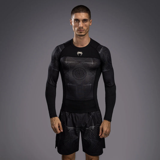 Camiseta de manga larga para hombre - Negro intenso/Arena desértica Venum G-Fit Air