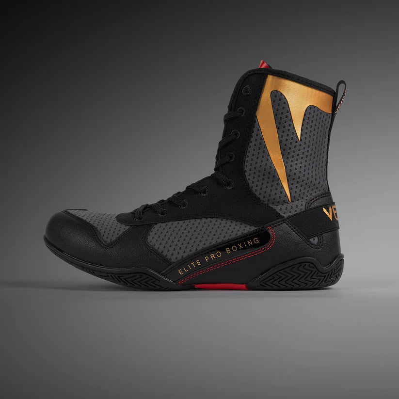 Venum Elite Boxing Shoes - Storm Grey / Gold