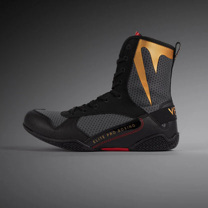 Venum Elite Boxing Shoes - Storm Grey / Gold