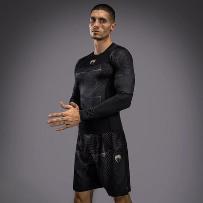 Camiseta de manga larga para hombre - Negro intenso/Arena desértica Venum G-Fit Air