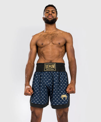 Pantalones cortos de boxeo Venum Monogram - Negro/Azul marino