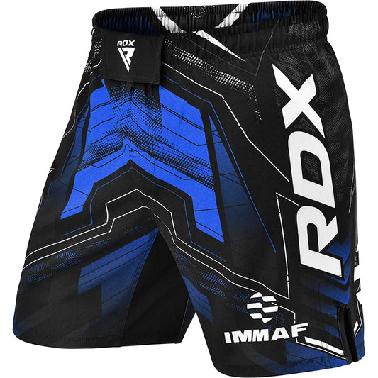 Pantalones cortos de entrenamiento y lucha de MMA RDX aprobados por IMMAF, color azul