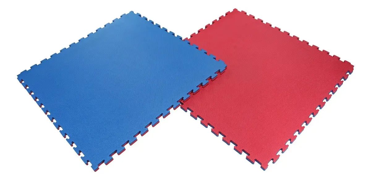 LÁMINAS DE TATAMI AZUL/ROJO REVERSIBLE DE 100CM X 100CM X 2,5CM DE ESPESOR