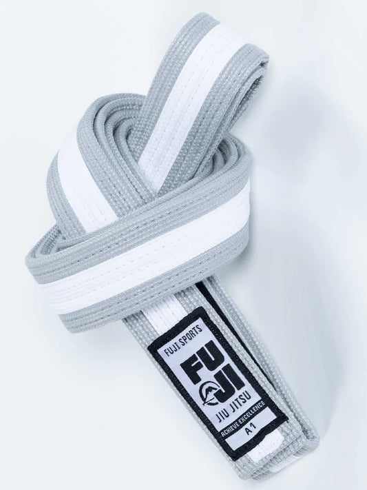 Cinturón de Jiu-Jitsu Pearl Weave para niños, gris y blanco