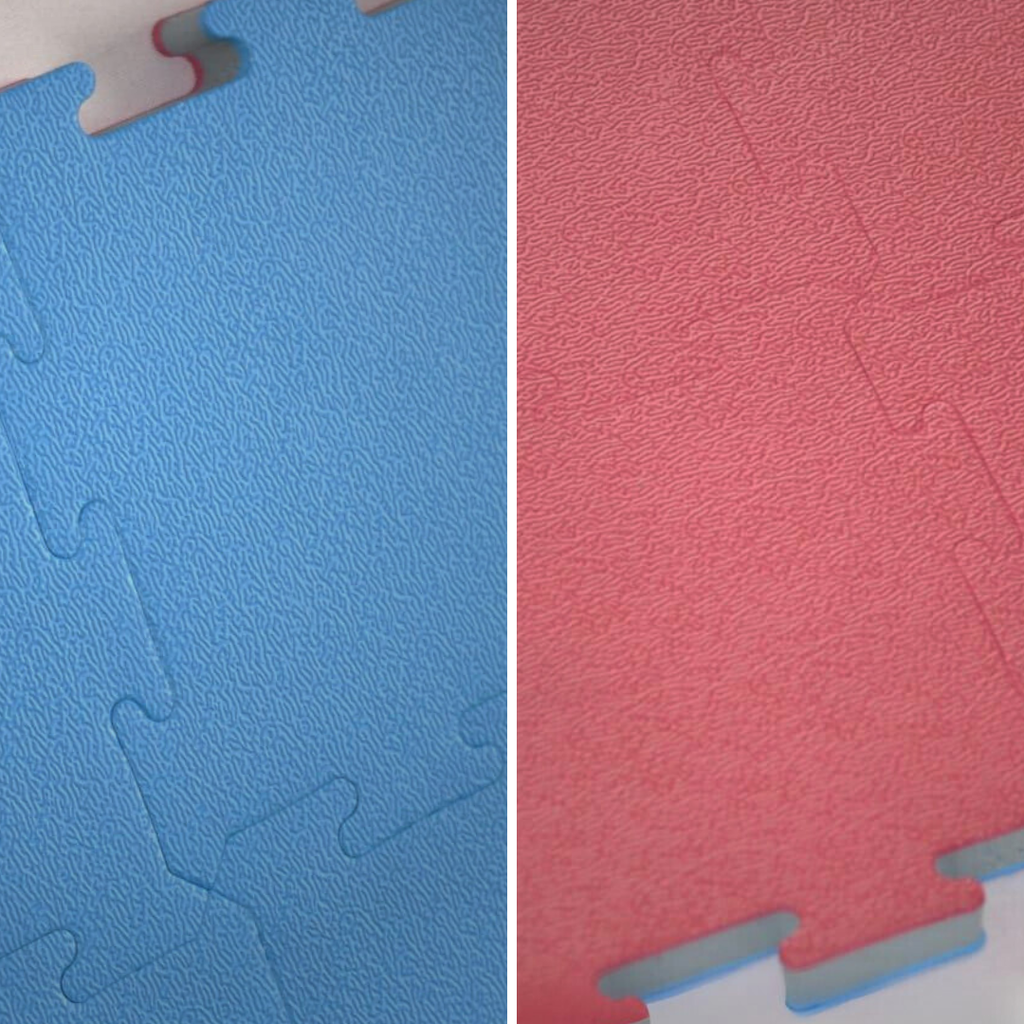 LÁMINAS DE TATAMI AZUL/ROJO REVERSIBLE DE 100CM X 100CM X 2,5CM DE ESPESOR