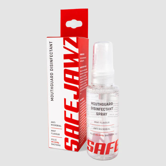 Spray desinfectante para protectores bucales SAFEJAWZ.