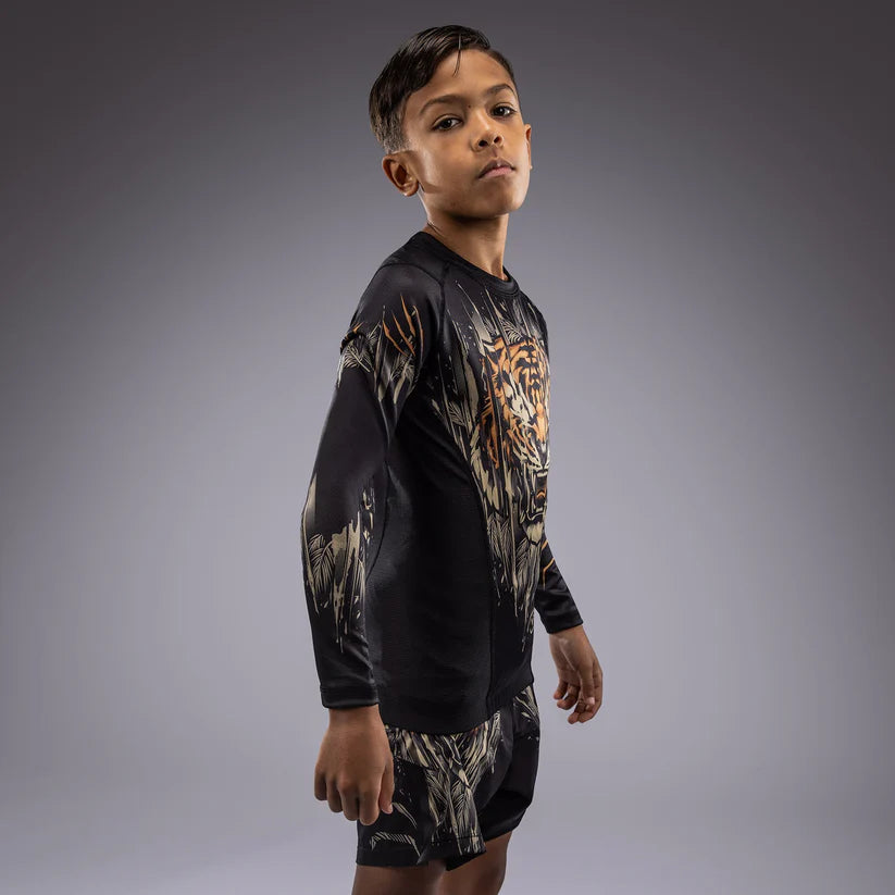 Venum Tiger Camiseta de manga larga para niños - Negro/Naranja neón