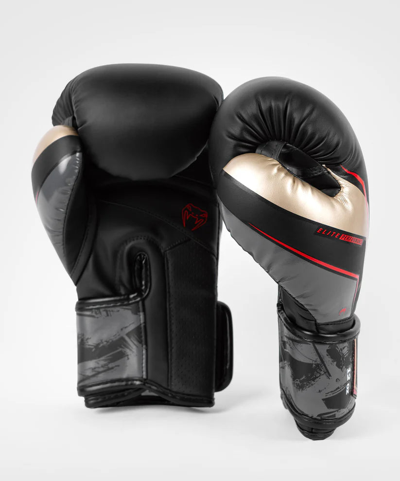 Guantes de boxeo Venum Elite Evo - Negro/Dorado/Rojo