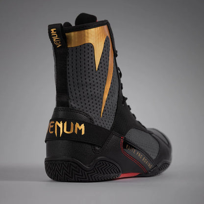 Venum Elite Boxing Shoes - Storm Grey / Gold