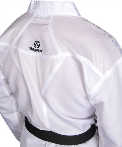 Hayashi Karate-gi blanco PREMIUM KUMITE 100 % poliéster ultraligero