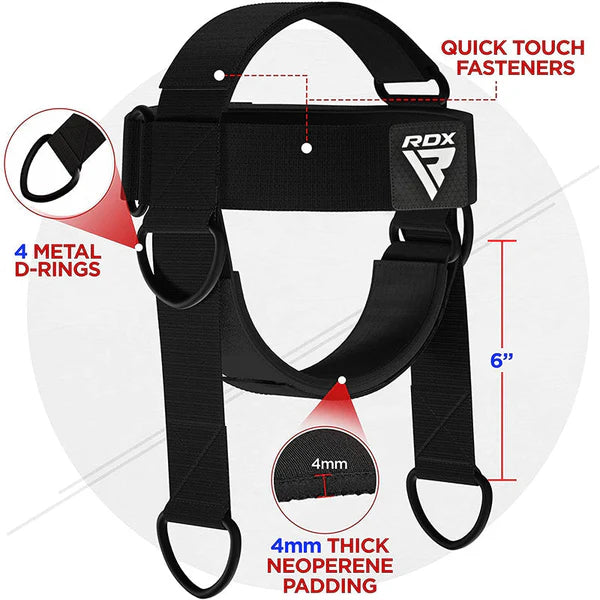Arnés cervical RDX H2 para levantamiento de pesas y ejercicios de fortalecimiento.